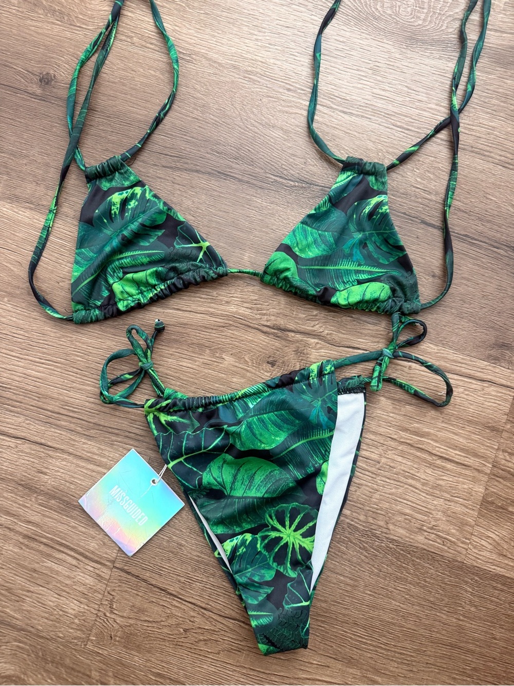 Missguided Leaf Print String Bikini Set - Picture 2 of 8